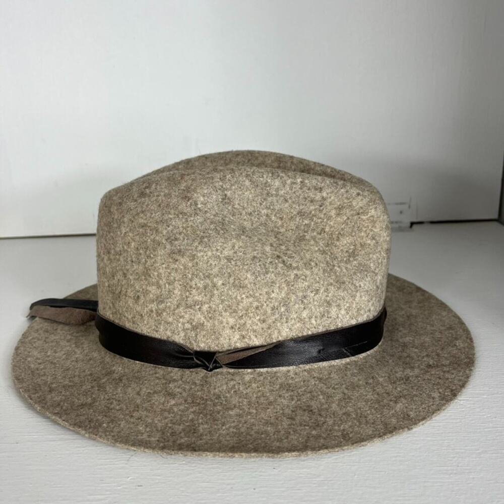 ORVIS 100% Wool Fedora Hat with Trim Women's Size Large Tan